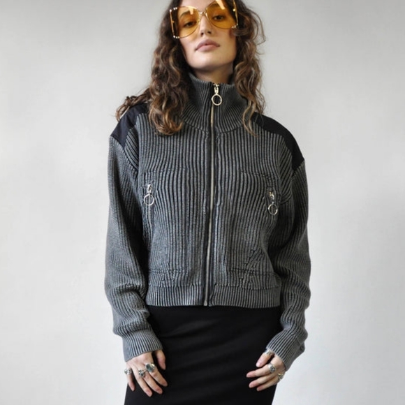 EMORY PARK Chic Black Washed Knitted Jacket - Picture 3 of 4